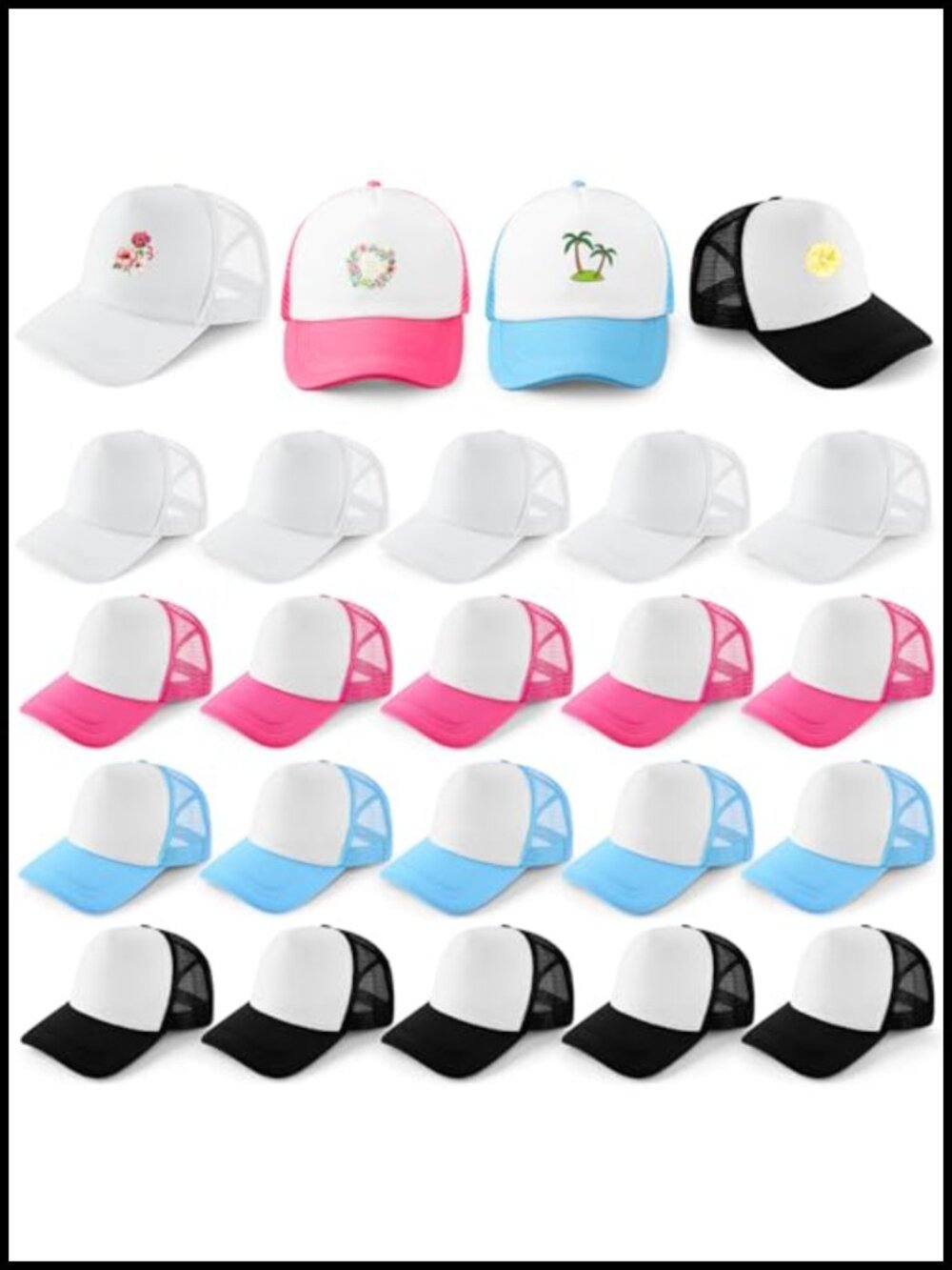 20 Pack Sublimation Blank Mesh Baseball Cap Polyester Mesh Plain Trucker Hat